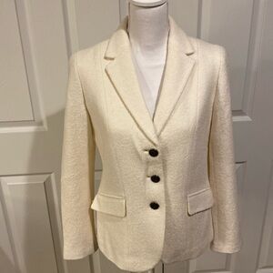 Talbots cream jacket with removal faux fur collar